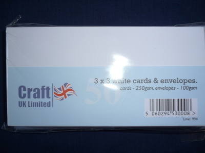 CARD & ENVELOPES WHITE 3x3