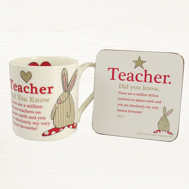Rufus Rabbit - Teacher Mug & Coaster Set