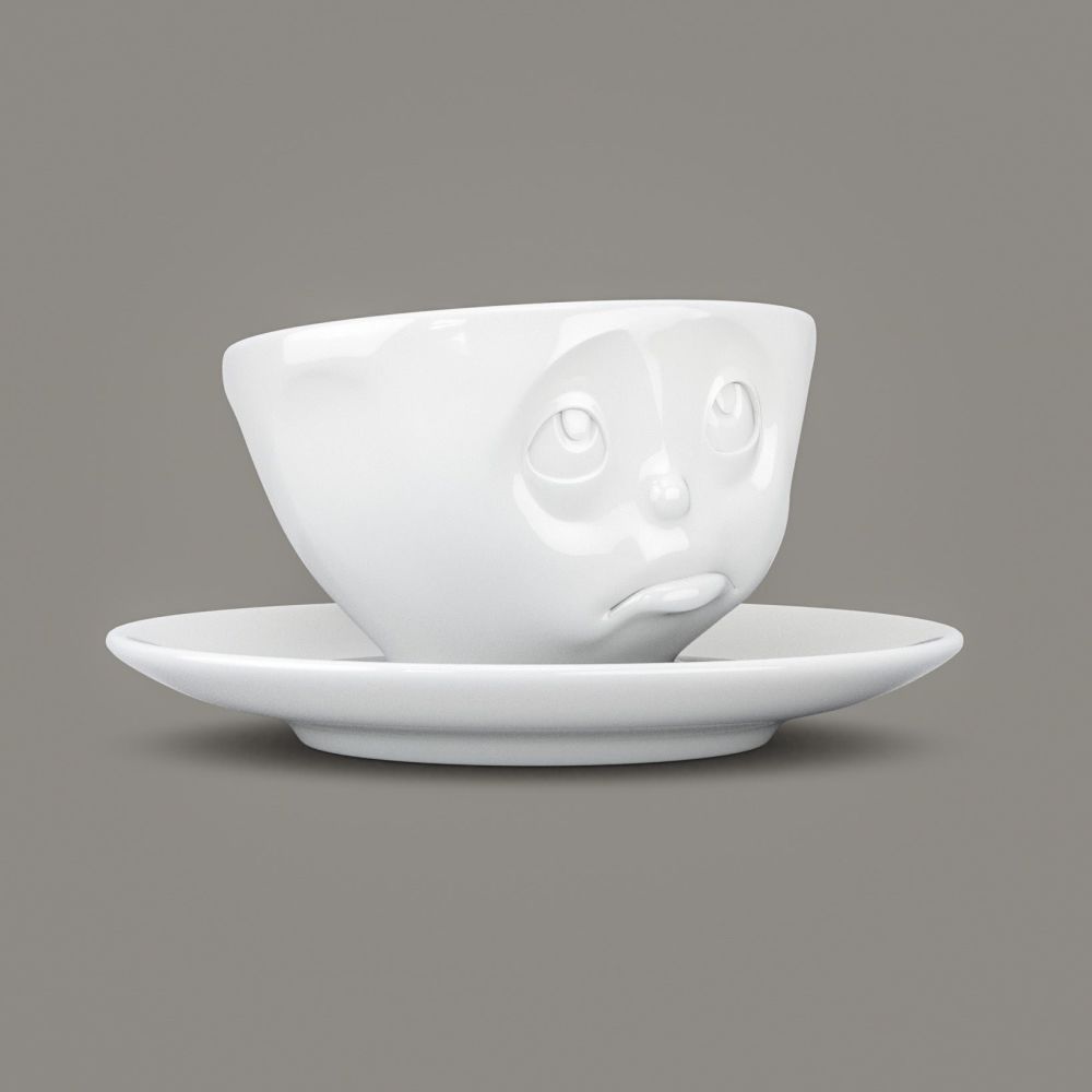 Espresso Cup - White Porcelain 'Oh Please' by Tassen