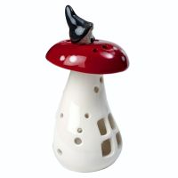 Gnome on a Mushroom Lantern 14cm