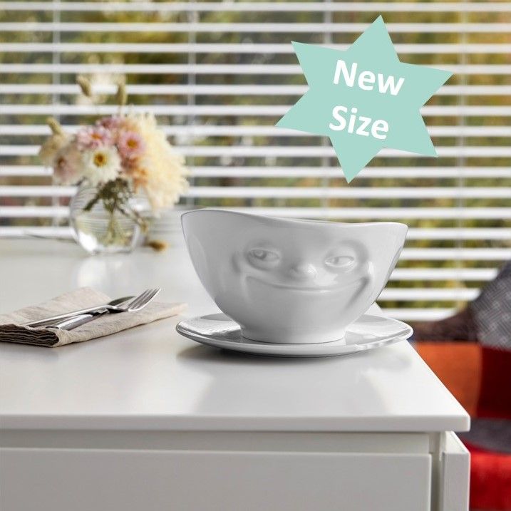 White Porcelain Bowl 1000ml 'Grinning' design - NEW SIZE