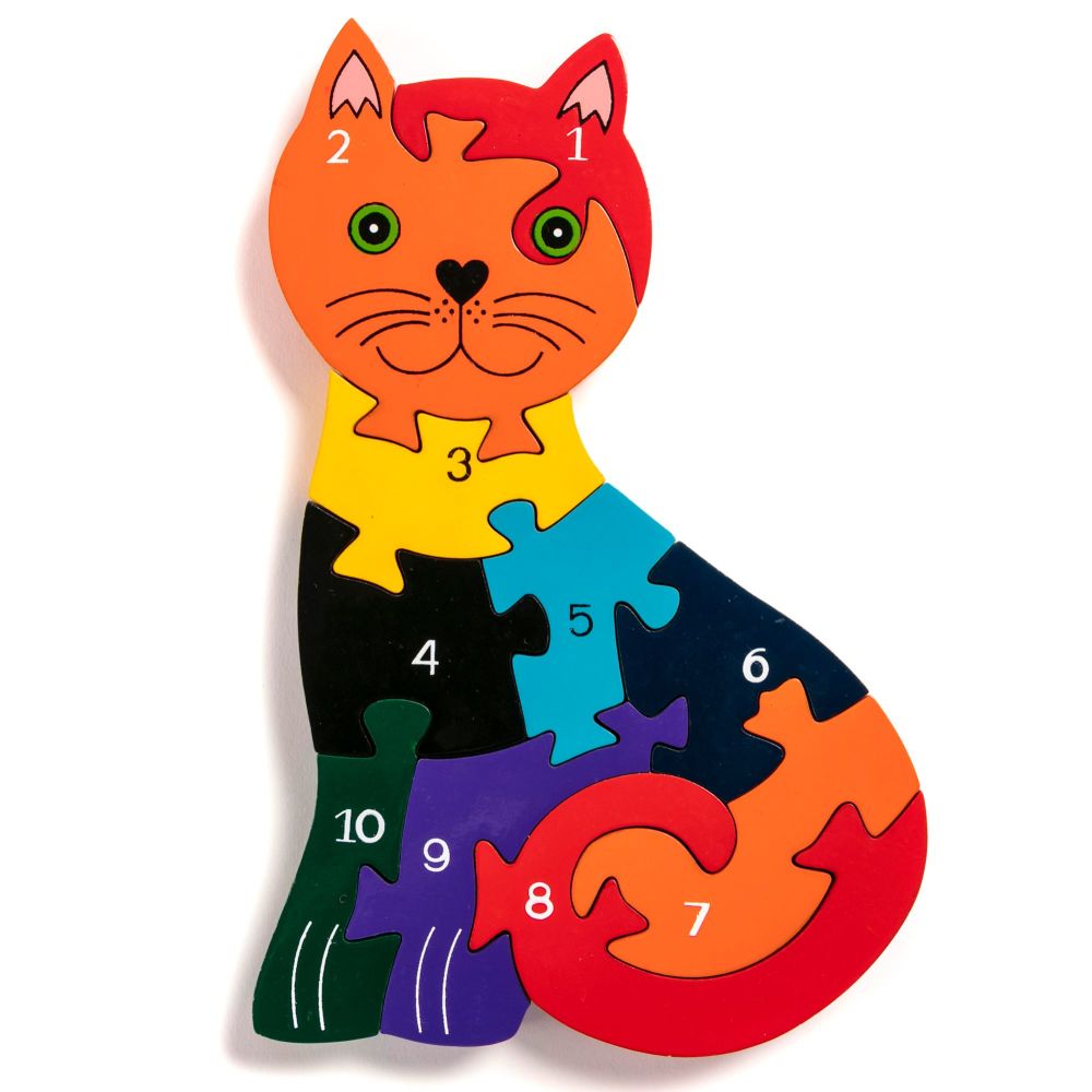 Wooden Jigsaw - Number Cat