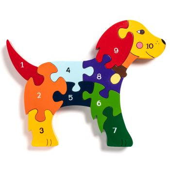 Wooden Jigsaw - Number Dog