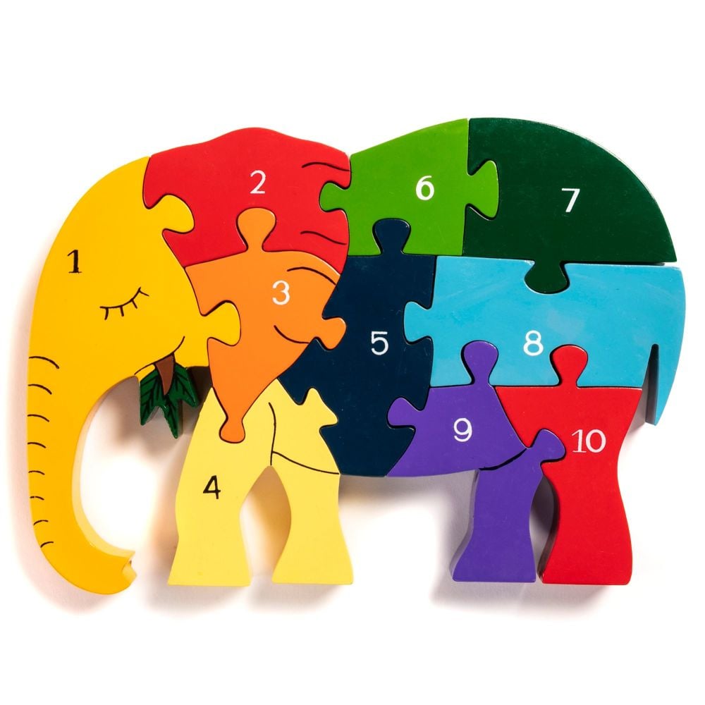 Wooden Jigsaw - Number Elephant