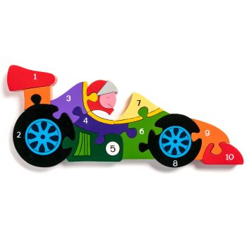 Wooden Jigsaw - Number Racing Car