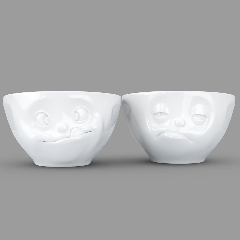  'Tasty' and 'Snoozy' White Porcelain Bowl Set (200ml x 2) by Tassen