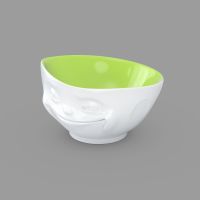 500ml White Porcelain 'Grinning' Bowl with Pistachio colour inside