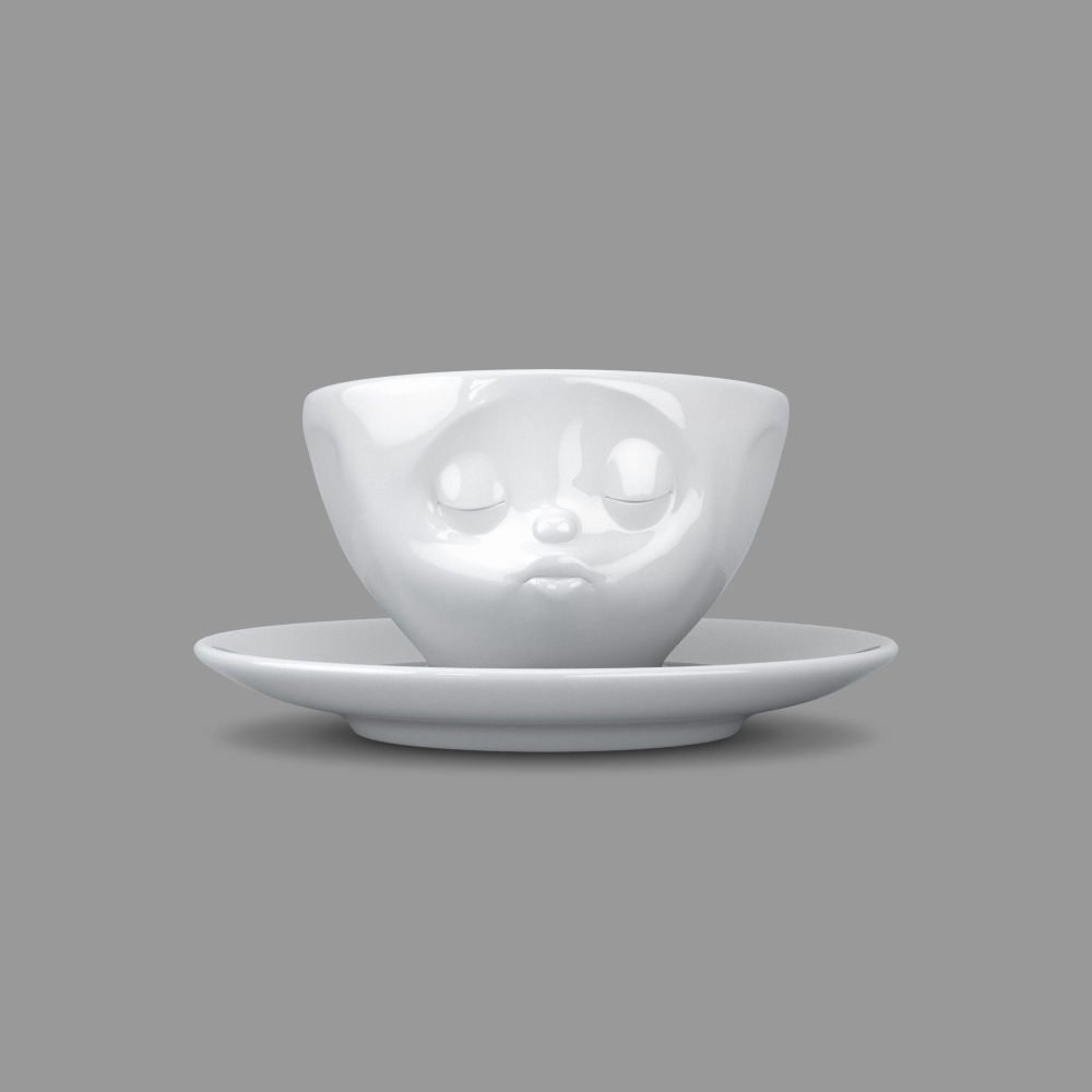 Espresso Cup - White Porcelain 'Oh Please' by Tassen