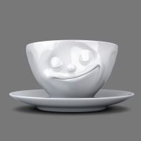 Espresso Cup - White Porcelain 'Happy' design
