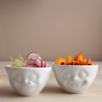 White Porcelain Dip Bowl Set 'Laughing & Tasty' 100ml
