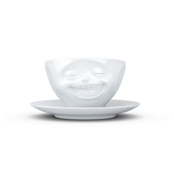Coffee Cup - White Porcelain 'Laughing' by Tassen