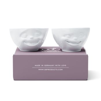 'Laughing' & 'Winking' White Porcelain Bowl Set (2) 200ml
