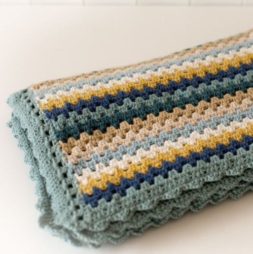 Luxury Crochet Blanket - Blues - Merino Wool, Cashmere
