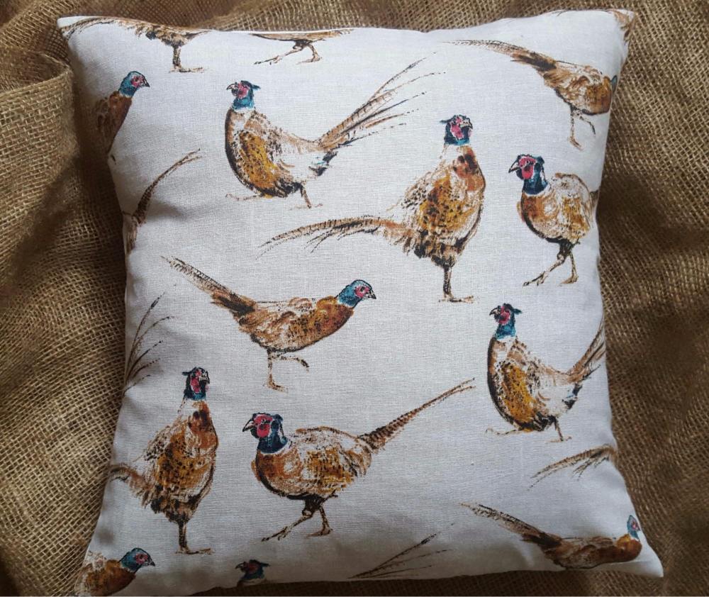 Countryside Animals 'Pheasant' Print Cotton Fabric Cushion Cover 16