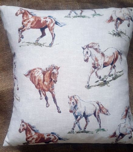Countryside Animals 'Galloping Horses' Cotton Fabric Cushion Cover 16