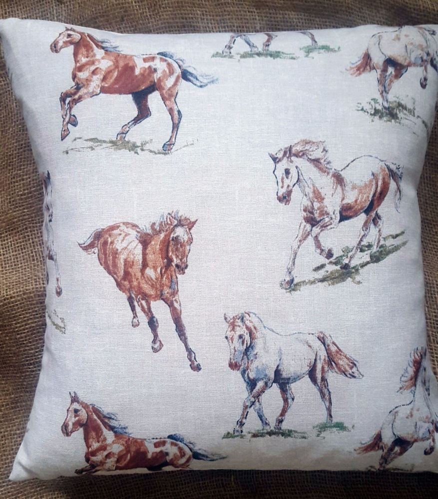 Countryside Animals 'Galloping Horses' Cotton Fabric Cushion Cover 16
