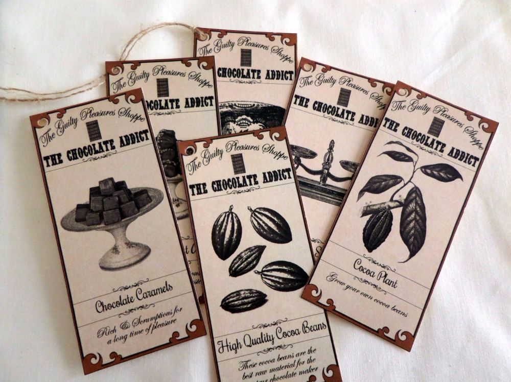 The Guilty Pleasures Shoppe 'Chocolate Addict' Gift Tags x 6
