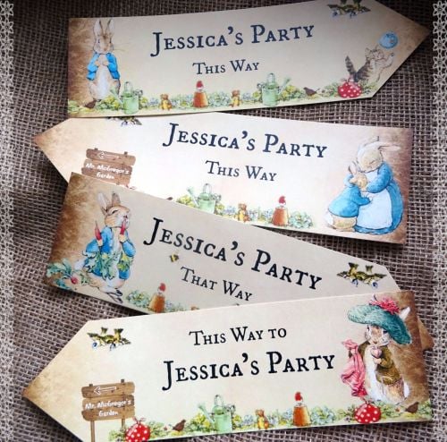 Set of 4 Personalised Beatrix Potter Peter Rabbit Large Party Decoration Ar