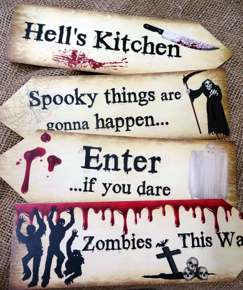 Set of 4 Scary Halloween Large Party Decoration Arrows