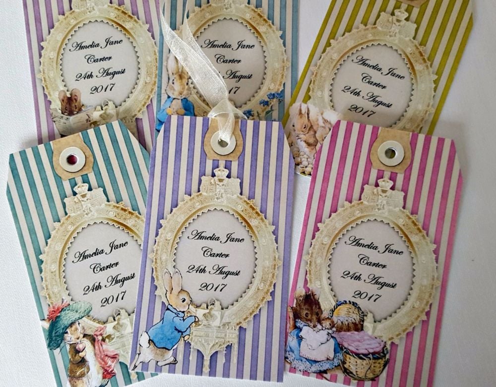 6 Peter Rabbit Beatrix Potter Personalised Gift Tags