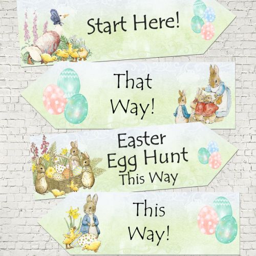 Set of 4 Beatrix Potter Peter Rabbit Easter Egg Hunt Decoration Arrows