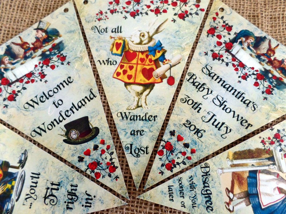 4m Personalised Alice in Wonderland Bunting/Banner for Any Occasion