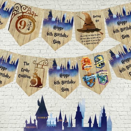 Personalised Hogwarts Harry Potter School of Magic Bunting/Banner & Ribbon