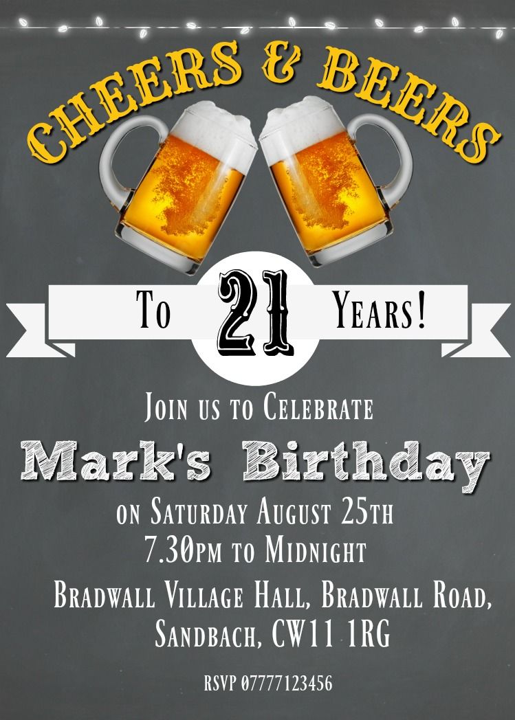 'Cheers and Beers' Personalised Party Celebration Invitations & Envelopes