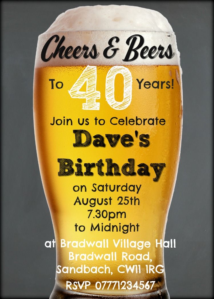 'Cheers and Beers' Personalised Party Celebration Invitations & Envelopes