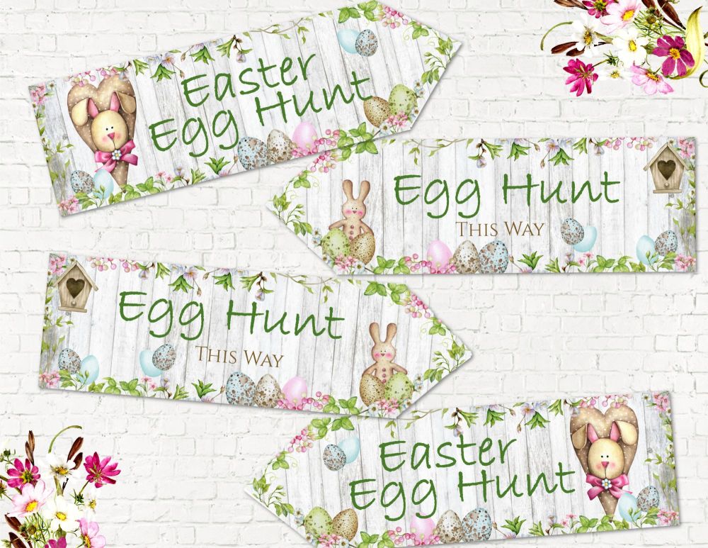 Set of 4 Spring Blossom Easter Egg Hunt Decoration Arrows