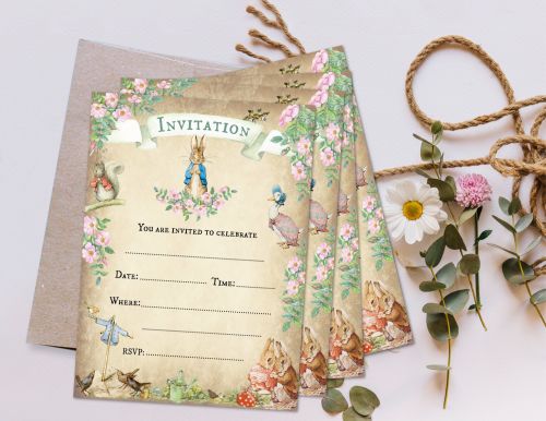 4 Peter Rabbit Beatrix Potter Invitations & Envelopes for Any Occasion