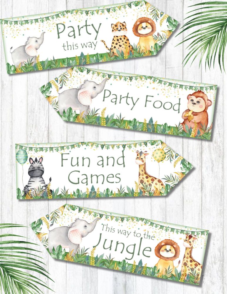 Set of 4 Jungle Safari Party Decoration Arrows