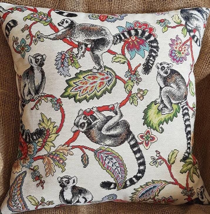 Madagascan Lemur 'Animal Tapestry' Designer Fabric Cushion Cover 16