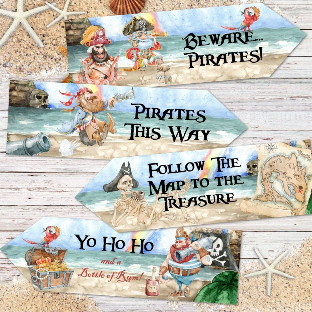 4 Pirate Party Treasure Hunt Decoration Arrows