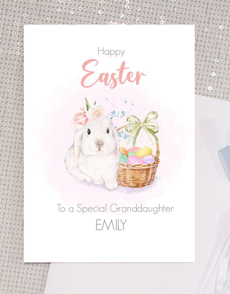 Personalised Easter Bunny Card - Daughter, Granddaughter, Niece, etc