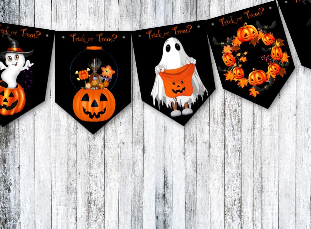 Halloween Trick or Treat Bunting Party Decoration & Ribbon