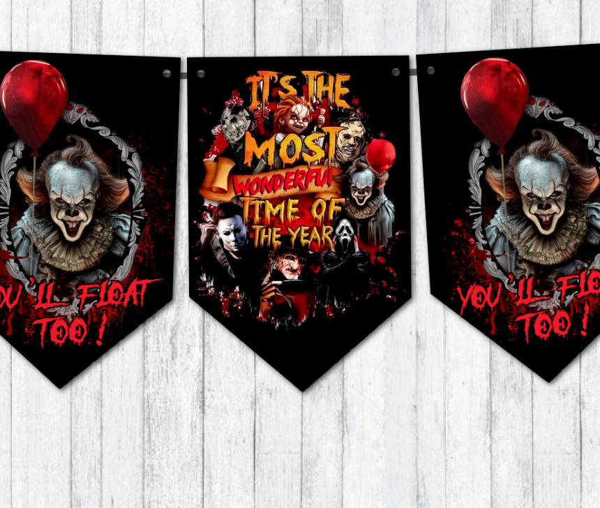 Halloween Bunting Pennywise Clown Horror Film Character Party Decoration