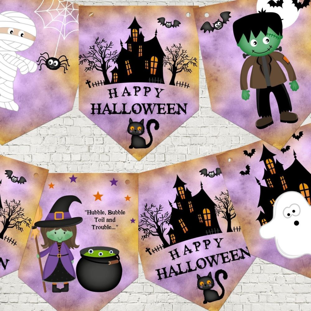 Happy Halloween Bunting/Banner & Ribbon