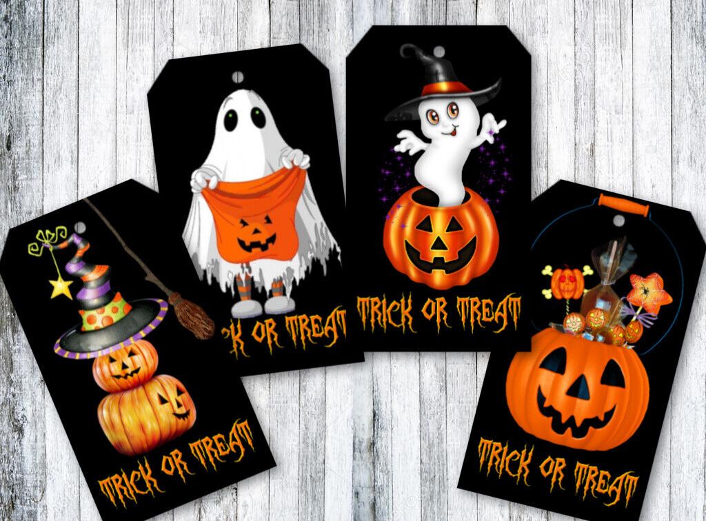 8 Halloween Trick or Treat Gift Tags