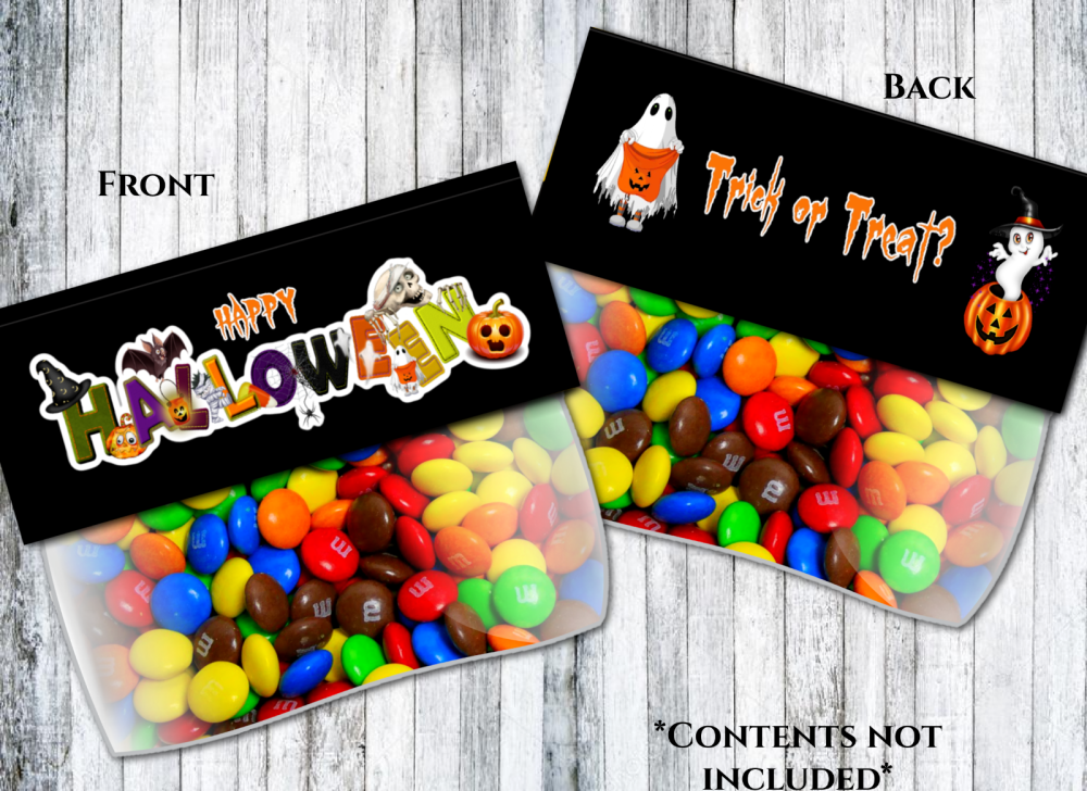 4 Halloween Trick or Teat Party Sweet Bags & Card Toppers