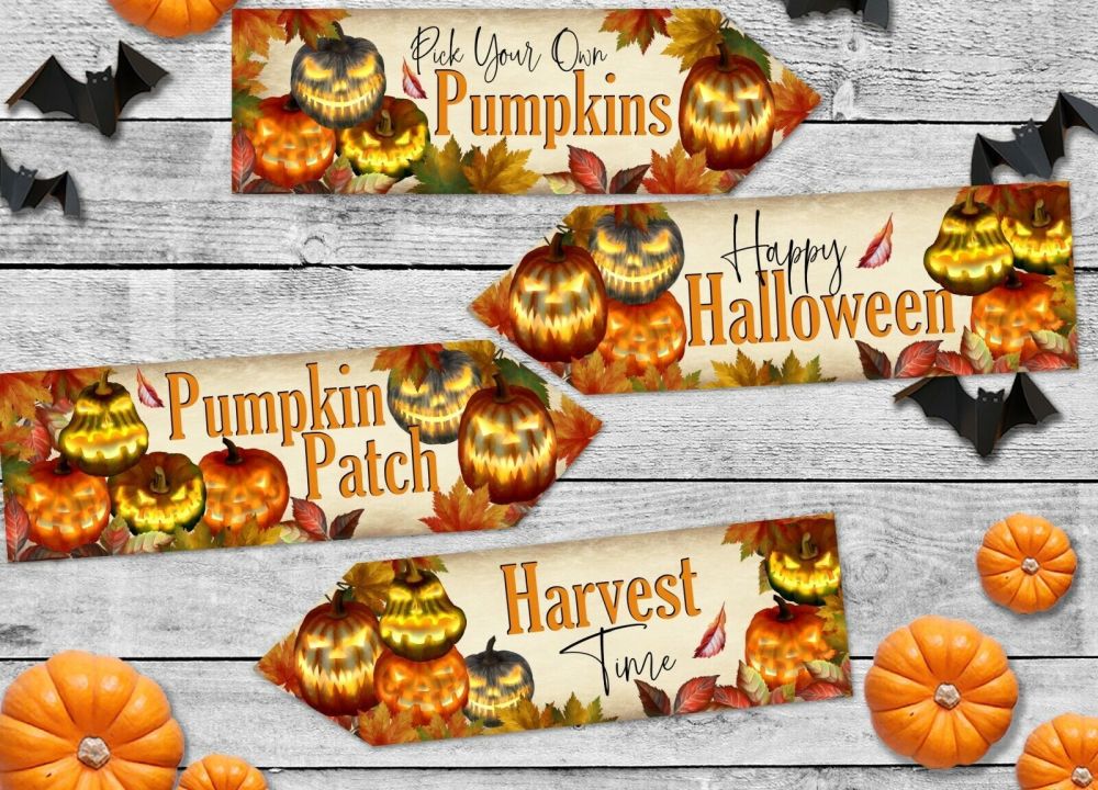 4 Halloween Harvest Pumpkin Patch Party Decoration Arrows
