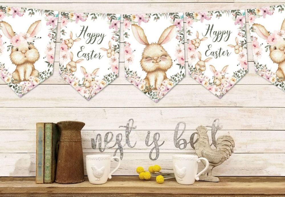 Woodland Forest Easter Bunnies Bunting & Ribbon