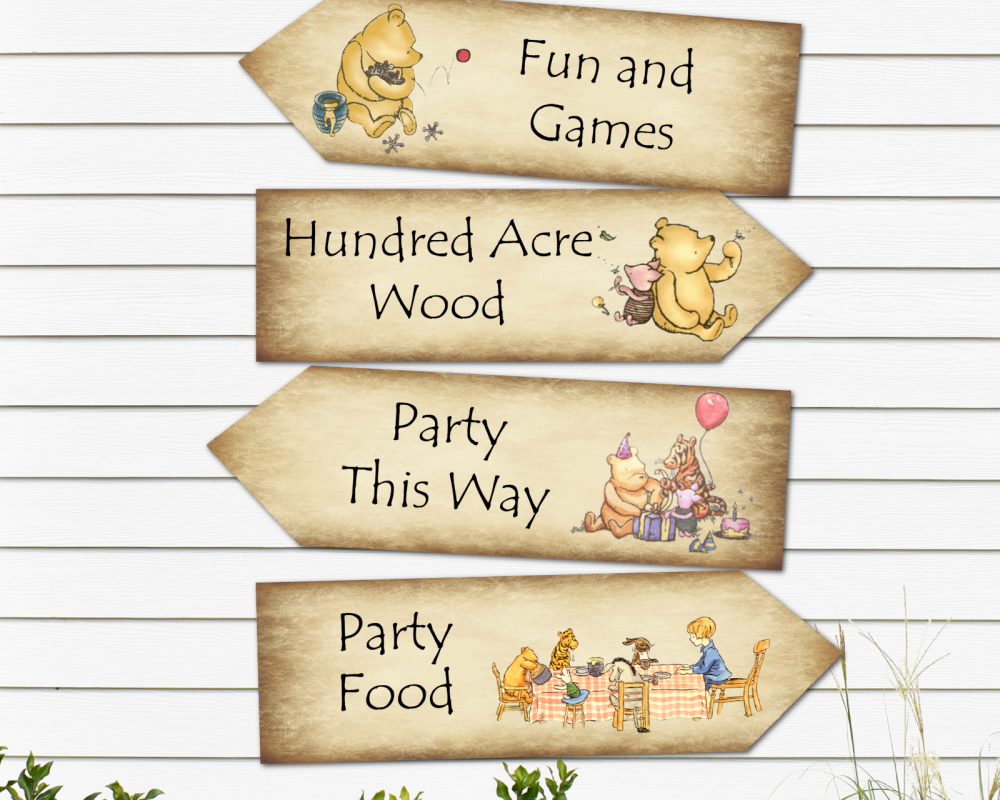 Set of 4 Winnie the Pooh Party Decoration Arrows