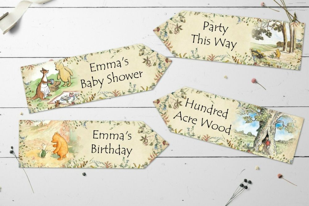 Personalised Winnie the Pooh Arrows - Birthday Christening, Baby Shower, Parties