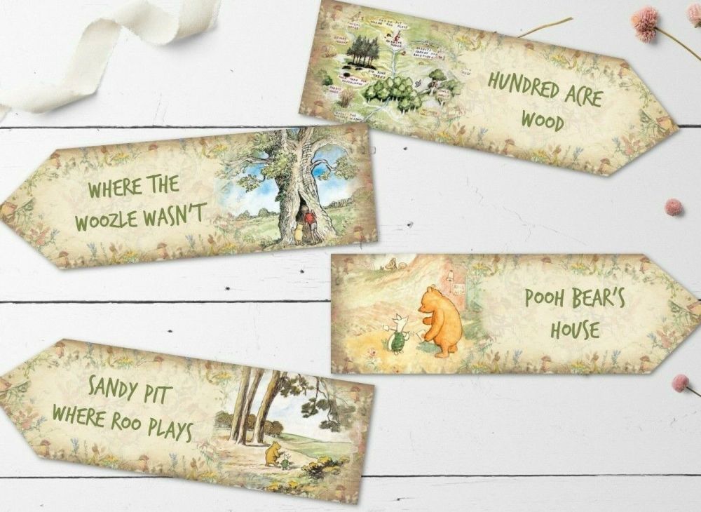 4 Winnie the Pooh Party Decoration Arrows Birthday Christening Baby Shower Party