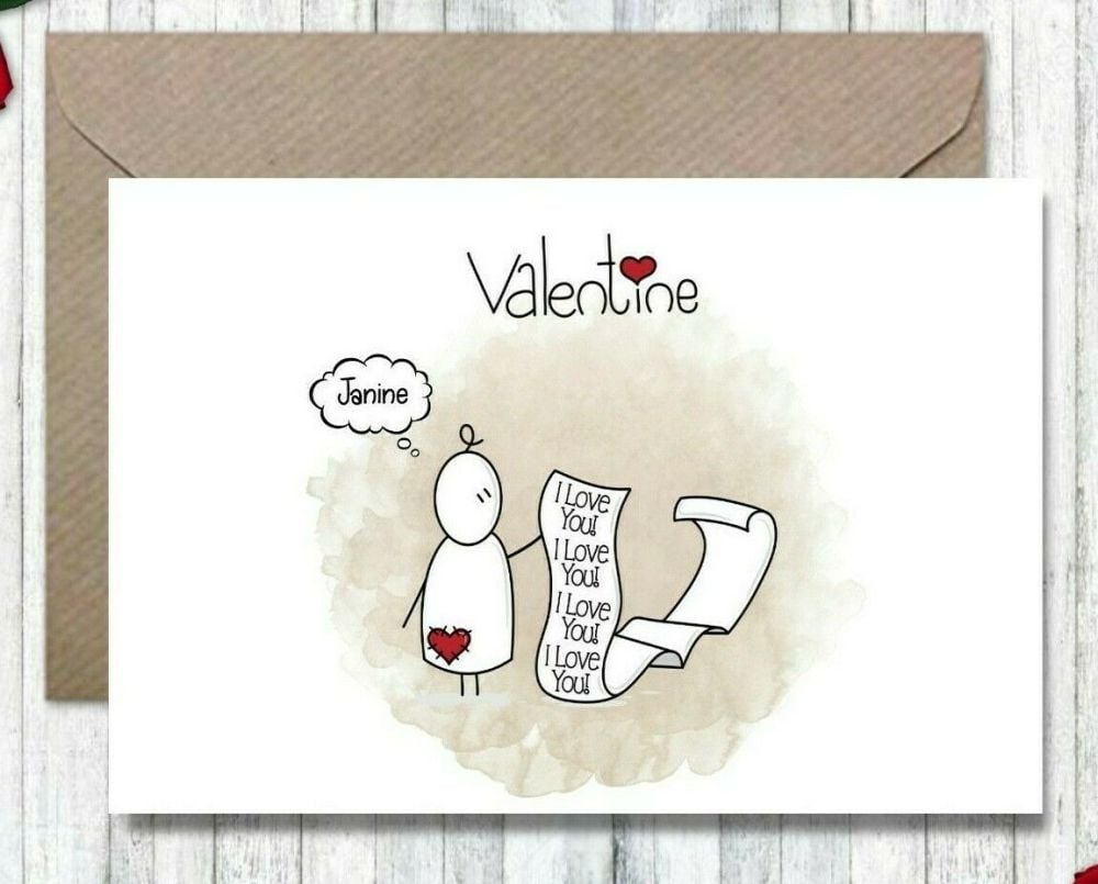 'I LOVE YOU!' Personalised Valentine's Greetings Card & Envelope