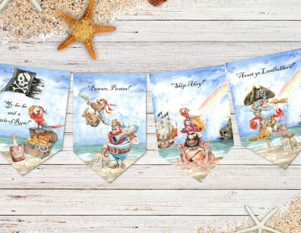 Pirate Bunting Banner & Ribbon - 8 Flags