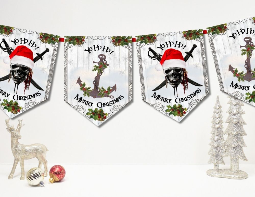 Yo-Ho-Ho Pirate Christmas Bunting/Banner & Ribbon