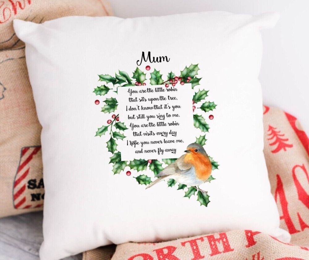 Personalised Christmas Robin Memory of a Loved One Cushion Cover Gift Idea