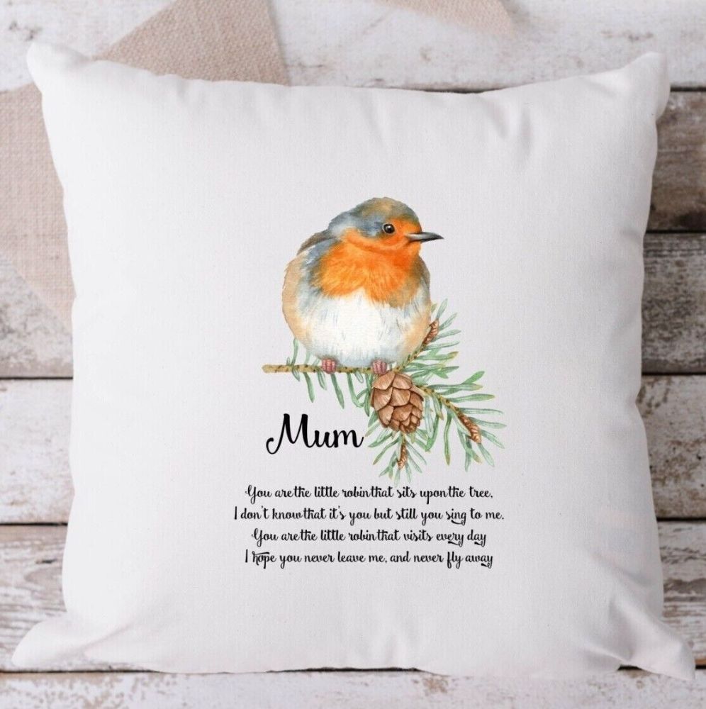 Personalised Robin Memory of a Loved One Cushion Cover Gift Idea